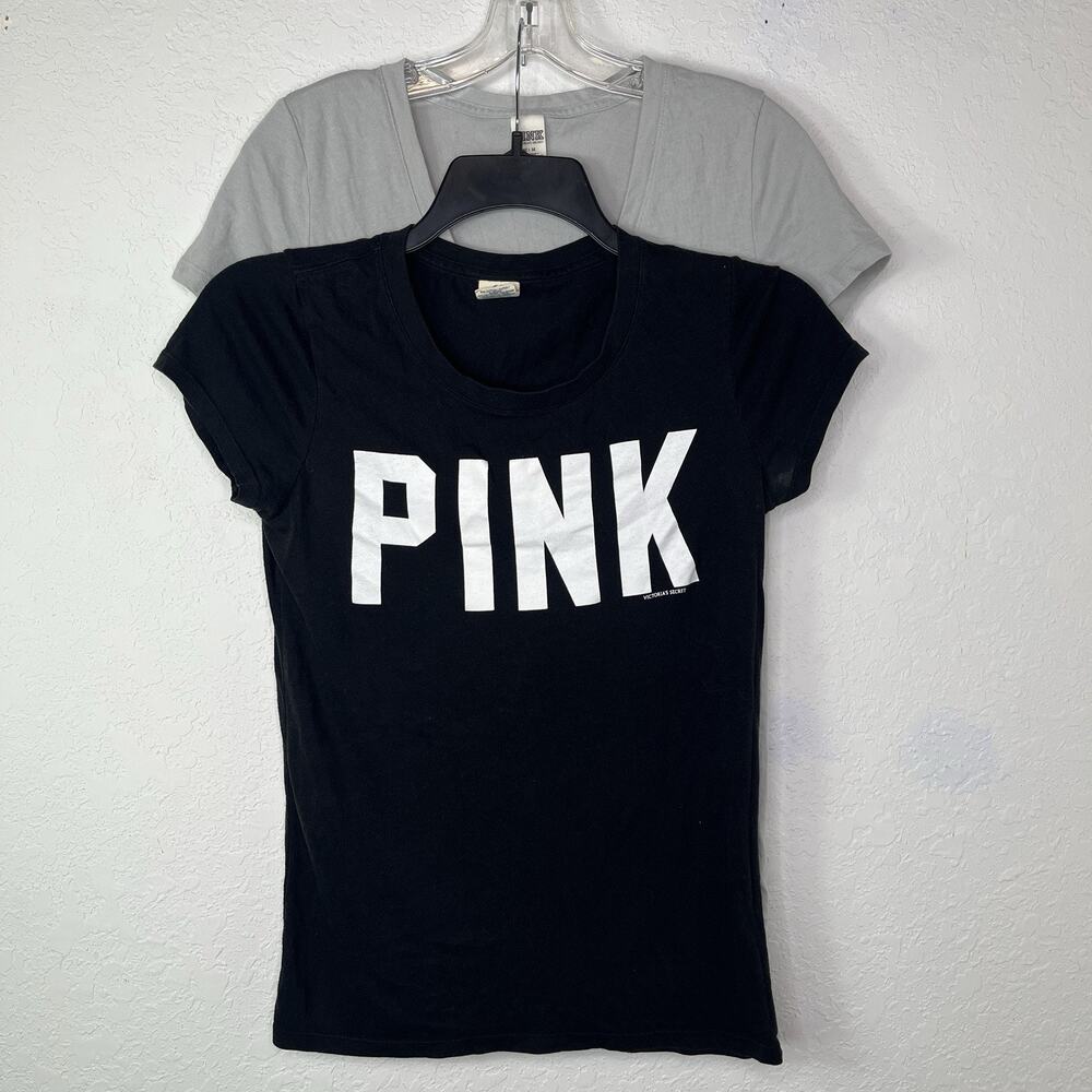 PINK Victoria’s Secret T-shirts Bundle Of 2, short sleeve, Size M, black & grey